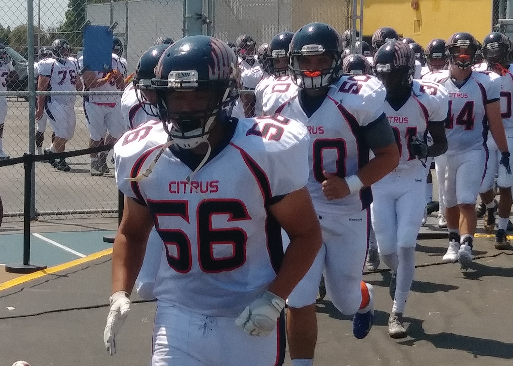 Citrus heads out to the field before Saturday's big win over West LA. Image credit: Jeremy Meyer