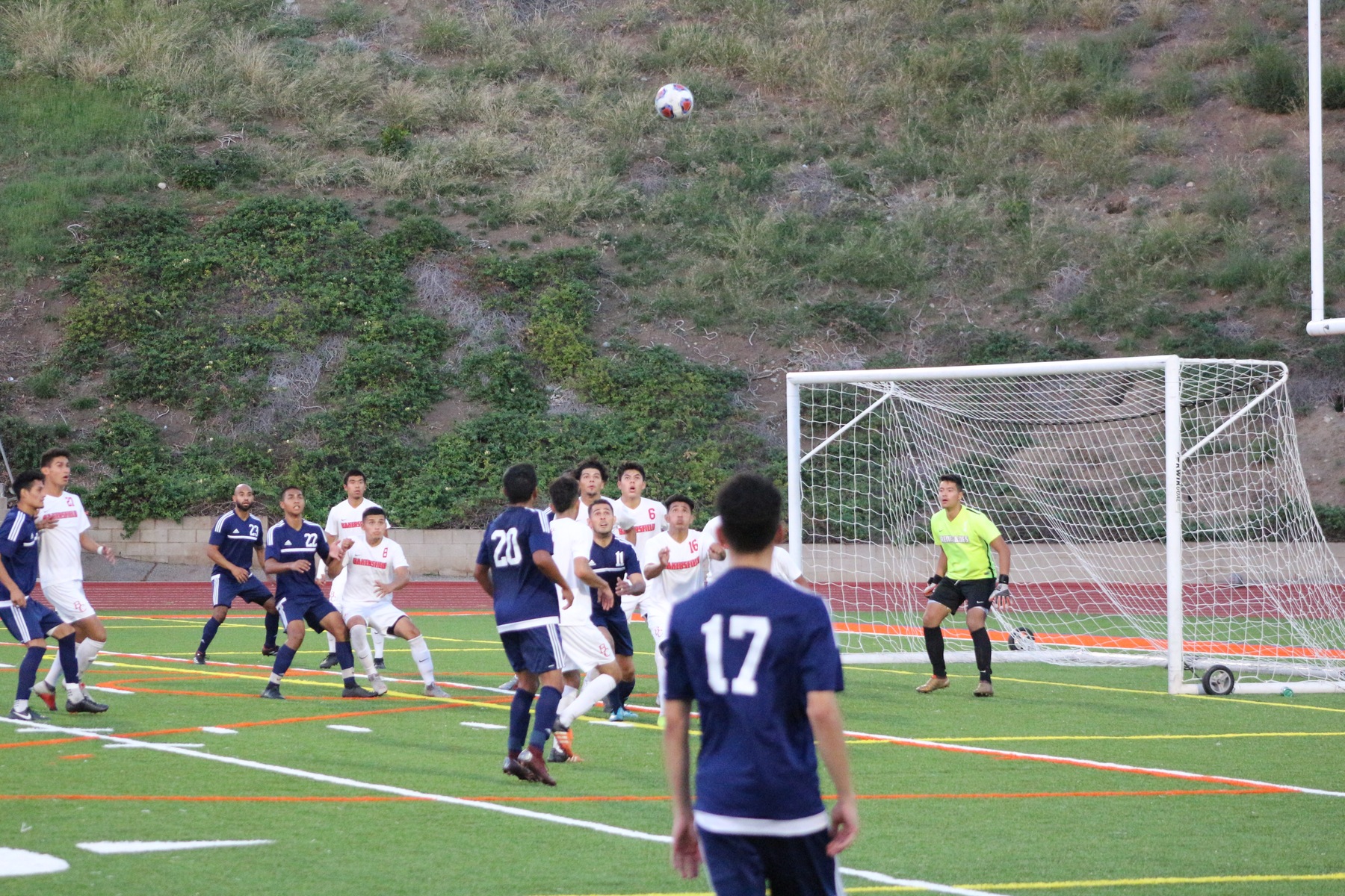 Patrick Luevano looks on as his throw-in approaches the Bakersfield goal. Image: Chris Peterson