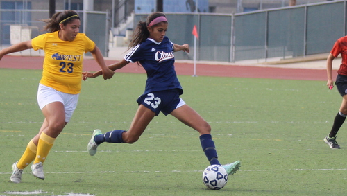Sophomore Zariah Silva scored her first goal of the 2015 season in Thursday's regular season finale against Antelope Valley College.