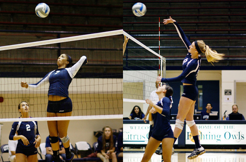 Sophomore Kim Collins and Freshman Kayla Eddings were both named 1st team All-WSC South. Photo By: Mike Galvez