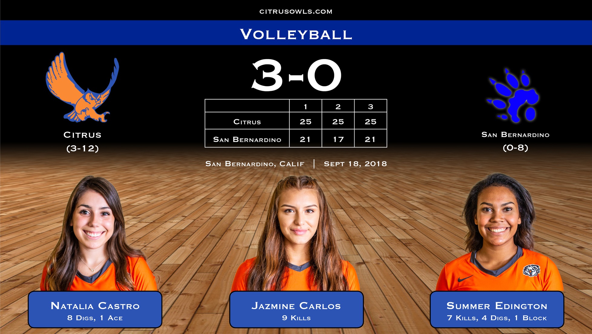 Women's Volleyball Sweeps Wolverines, Then Swept by Panthers