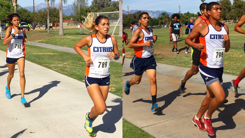 From left to right; Giselle Vargas, Marlene Romero, Jose Mora, and Julian Ramirez helped pace a depleted Owls squad at the San Bernardino Valley College Invite. Photos By: Alicia Longyear
