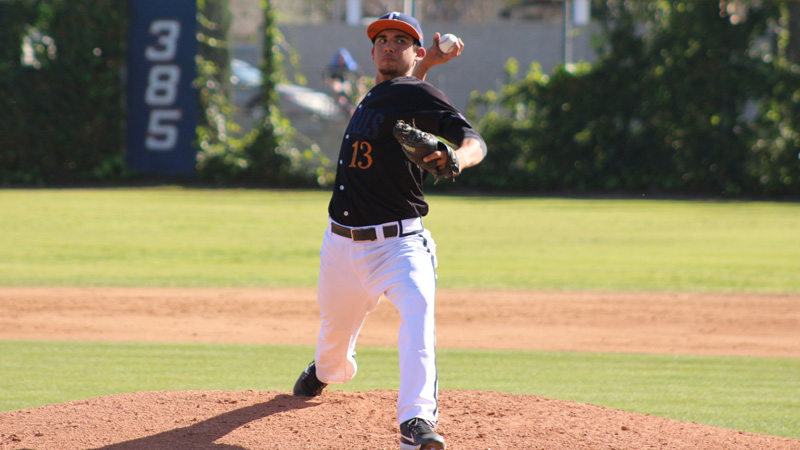 Freshman Matthew Rubalcava-Sanchez earned his first win of the year yesterday with 1.2 innings of solid relief at Barstow. Photo By: Mykenna De Avila