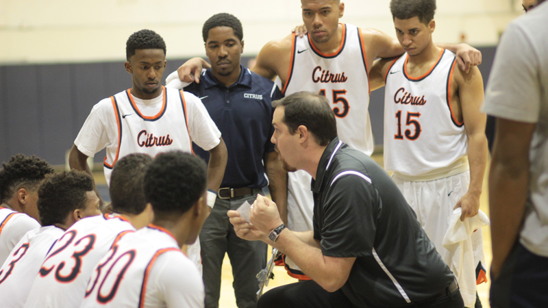 First year Head Coach Patrick Johnson has the Citrus College Men's Basketball team in the post-season for the 10th straight year. Photo By: Megan McCullough