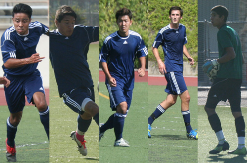 From left to right: Silbestre Valencia, Grayason Iwasaki, Takuro Kawashima, Justin Dryer, and Cesar Valverde were all named to the All-WSC team.