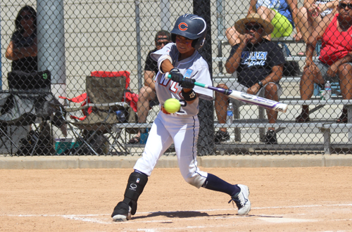 Sophomore Kalei Guillermo went 3 for 3 with a pair of runs in Citrus' 5-1 win over San Bernardino Valley College in the first game in the best two out of three series. Photo By Desiree Caballero
