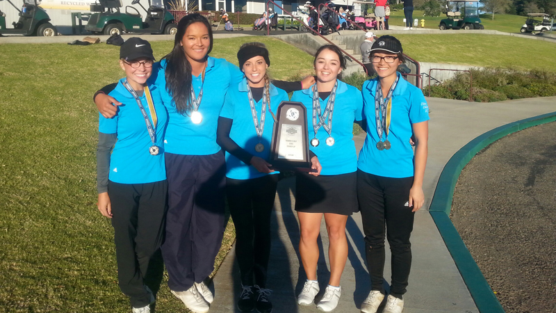 From left to right. Mackenzy Shafer, Lexi Tunstad, Brittany Thelen, Jamie Lopez, and Lexandra So pose with the runner-up trophy.