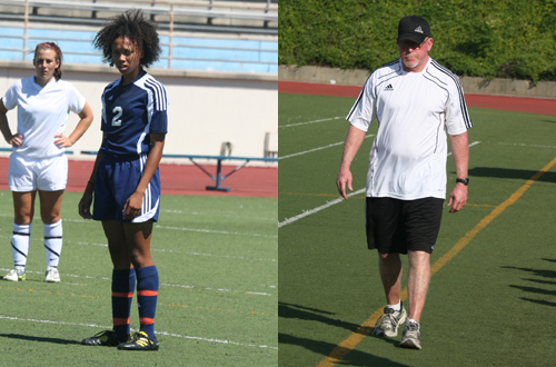 Citrus College Sophomore Jasmine Williams (left) was named the WSC South Player of the Year, while Citrus College Head Women's Soccer Coach Tim Tracey (right) was named the WSC South Coach of the Year.