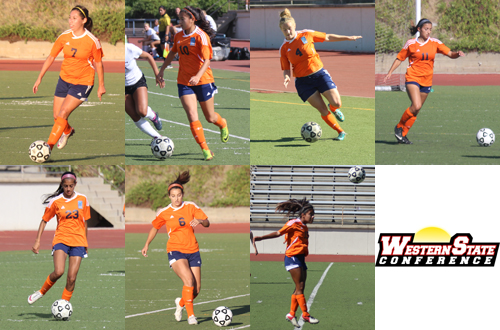 From top to bottom, left to right. Cindy Ramirez, Natalia Ponce, Rebekah Evans, Joni Gener, Zariah Sivla, Jessia Gener, and Brittney Frias all earned All-WSC South honors.