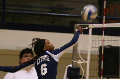 Freshman Danielle Hundley had a team high 13 kills in Citrus' win at Antelope Valley. Photo By: Robert Lopez