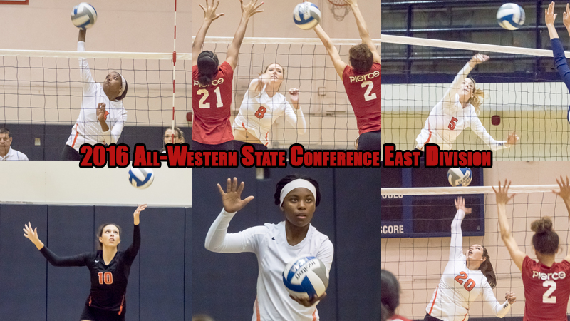 From left to right clockwise. Paige Madkin, Briana Voght, Leah Price, Marissa Underwood, Zhari Johnson, and Amanda Belzl all earned All-WSC East Division Honors. All Photos By: Ricky Lin