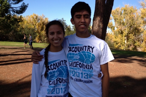 Sophomore Julia Galvez and freshman Diego Lopez represented the Owls well at the 2013 CCCAA State Championships on Saturday. Photo Provided By: Citrus College Cross Country