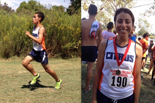 Freshman Juan Cruz (left) and Alexandra Contreras (right) led the pack of Owls at the Palomar Invitational on Friday. Photos By: Alicia Longyear