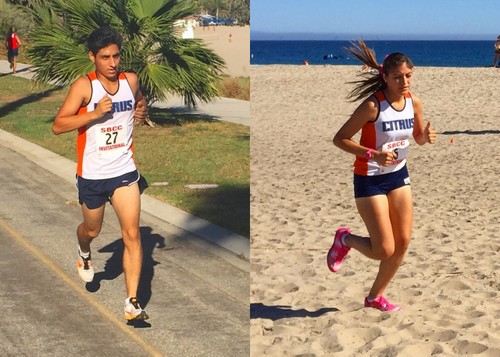 Sophomore Emmanuel Mercado (left) had his best race of the year for the Owls, while sophomore Nataly Meza-Avila (right) played a key role in the women's third place finish at this past weekend's SBCC Invite. Photos By: Alicia Longyear
