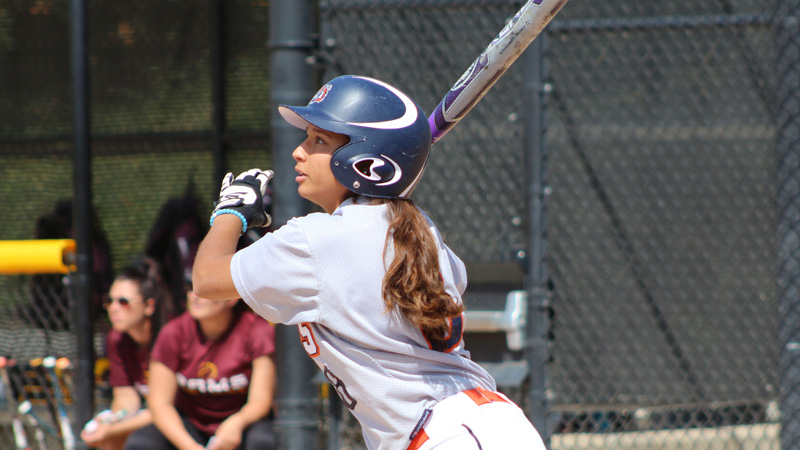 Sophomore Celine Spathias swatted a pair of home runs including a grand slam in Citrus' double-header losses at Antelope Valley College. Photo By: Mykenna De Avila