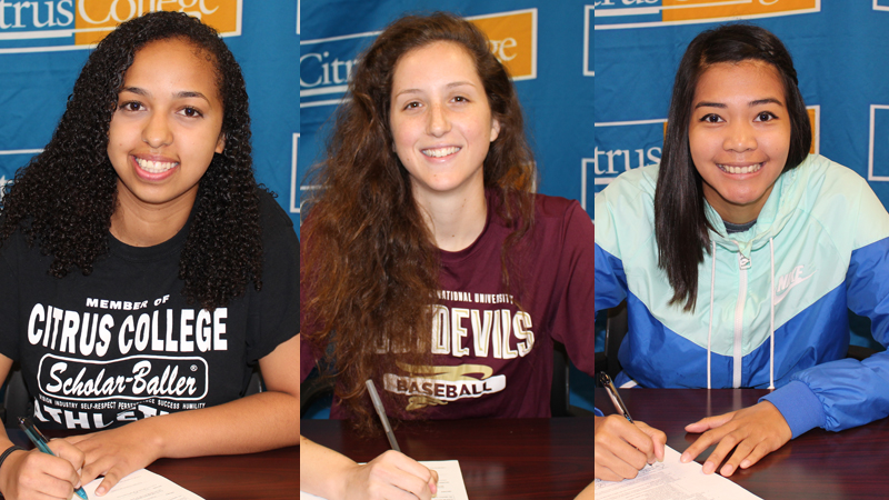 From left to right. Janae Chamois, Allison Zalin, and Joy Adlao all signed scholarship offers this past week.