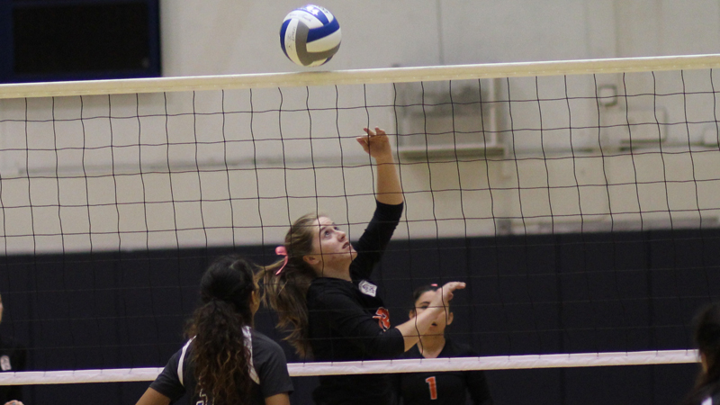 Sophomore Jackie Hall had a career high 35 assists in Citrus' four set loss to Santa Monica. Photo By: Halayna De Avila